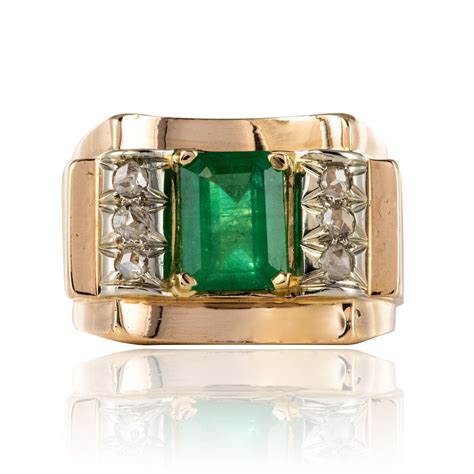 bague tank emeraude
